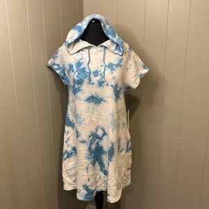 NEW Elan Small Tie Dye Soft Sleeveless Hoodie Sweatshirt Dress Drawstring Pocket